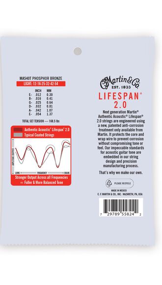 Authentic Acoustic Lifespan® 2.0 Guitar Strings Phosphor Bronze